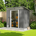 thumbnail image 1 of Asofer 6'x4' Outdoor Storage Shed with Sliding Lockable Doors, Transparent Panel Windows, Versatile Tool Bike Shed for Backyard, Patio, Gray, 1 of 8