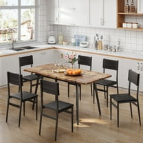 Asofer 63” Dining Table Set for 6 with PU Chairs, Extendabl Kitchen Table and 6 Chairs, Card Table for Breakfast Nook, Retro