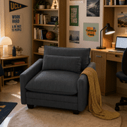 Comfy Cloud Corduroy Single Accent Chair with Thick Memory Foam Cushion, Removable Washable Zipper Cover & Plush Arm Pillow, Indoor Leisure Sofa for Bedroom Balcony Living Room, Gray | Perfect Dorm L
