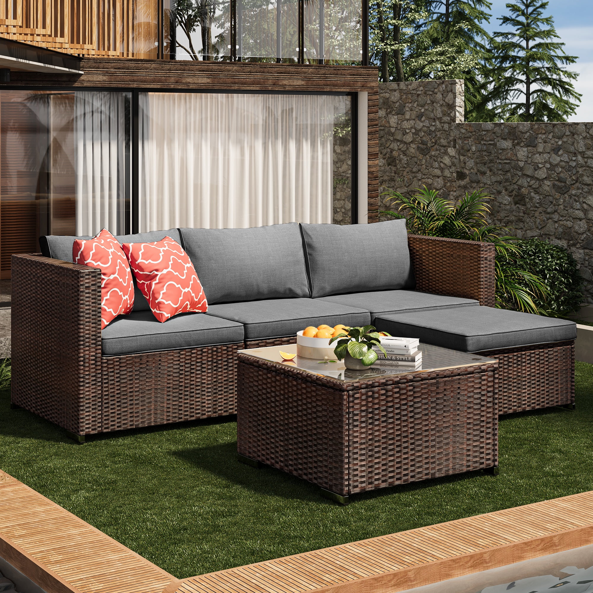 Asofer Outdoor Seating Patio Furniture Set, 5 Piec