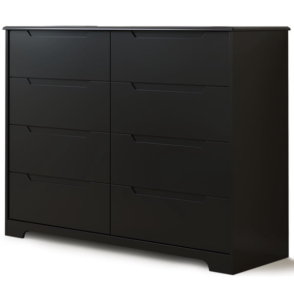 Asofer 8 Drawer Dresser for Bedroom with Cutout Handle, Chest of Drawers for Bedroom, Entryway, Hallway, Black