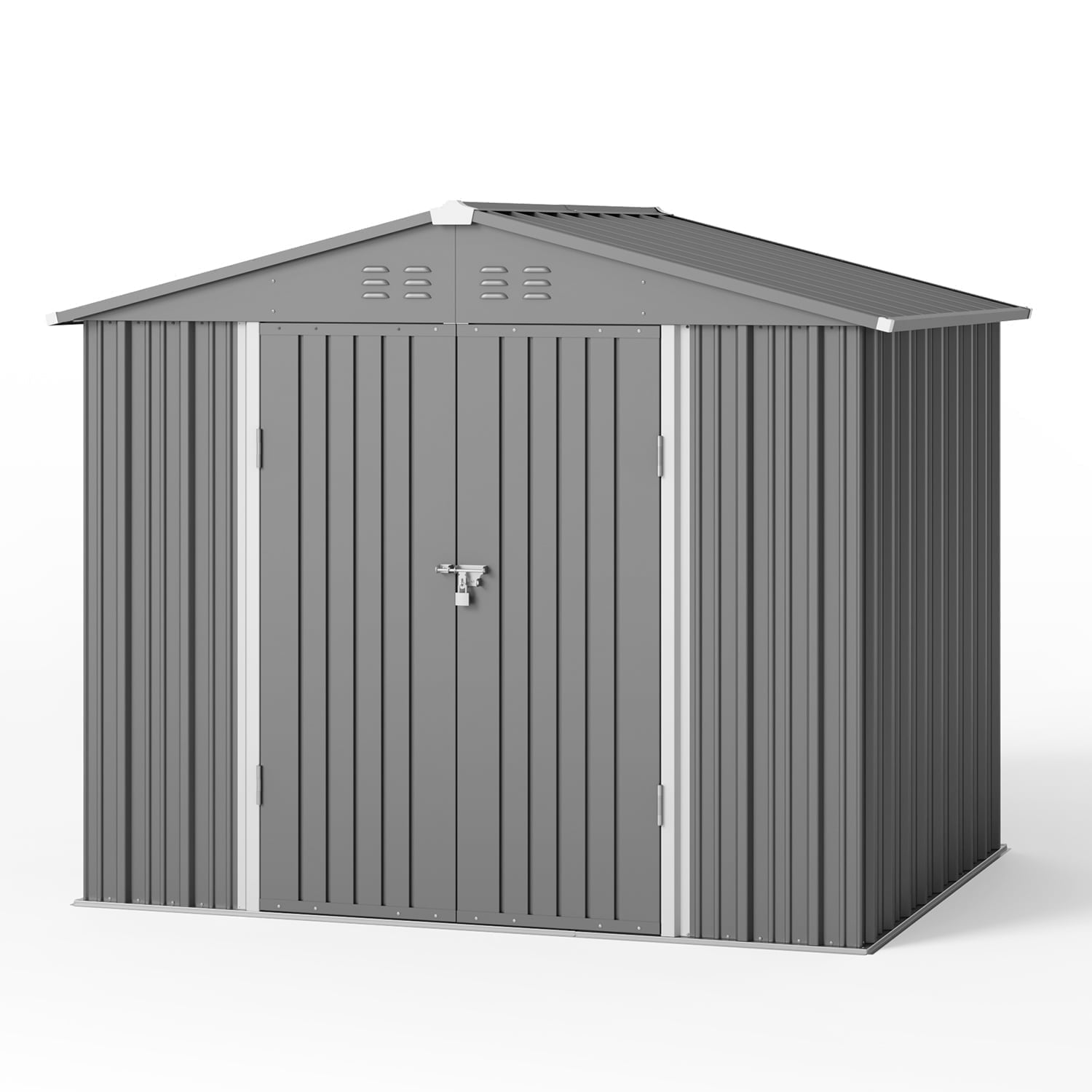 Asofer 8 x 6 FT Outdoor Storage Shed Clearance, Garden Tool Shed for Outsides,Yard, Patio, Gray