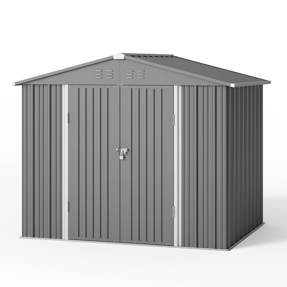 Asofer 8 x 6 FT Outdoor Storage Shed Clearance, Garden Tool Shed for Outsides,Yard, Patio, Gray