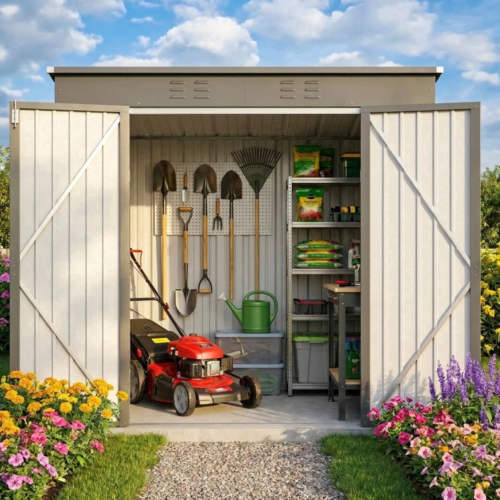 Asofer 6'x4' Outdoor Storage Shed, Heavy Duty Metal Garden Shed with Lockable Door for Patio, Backyard, Lawn, Dark Gray