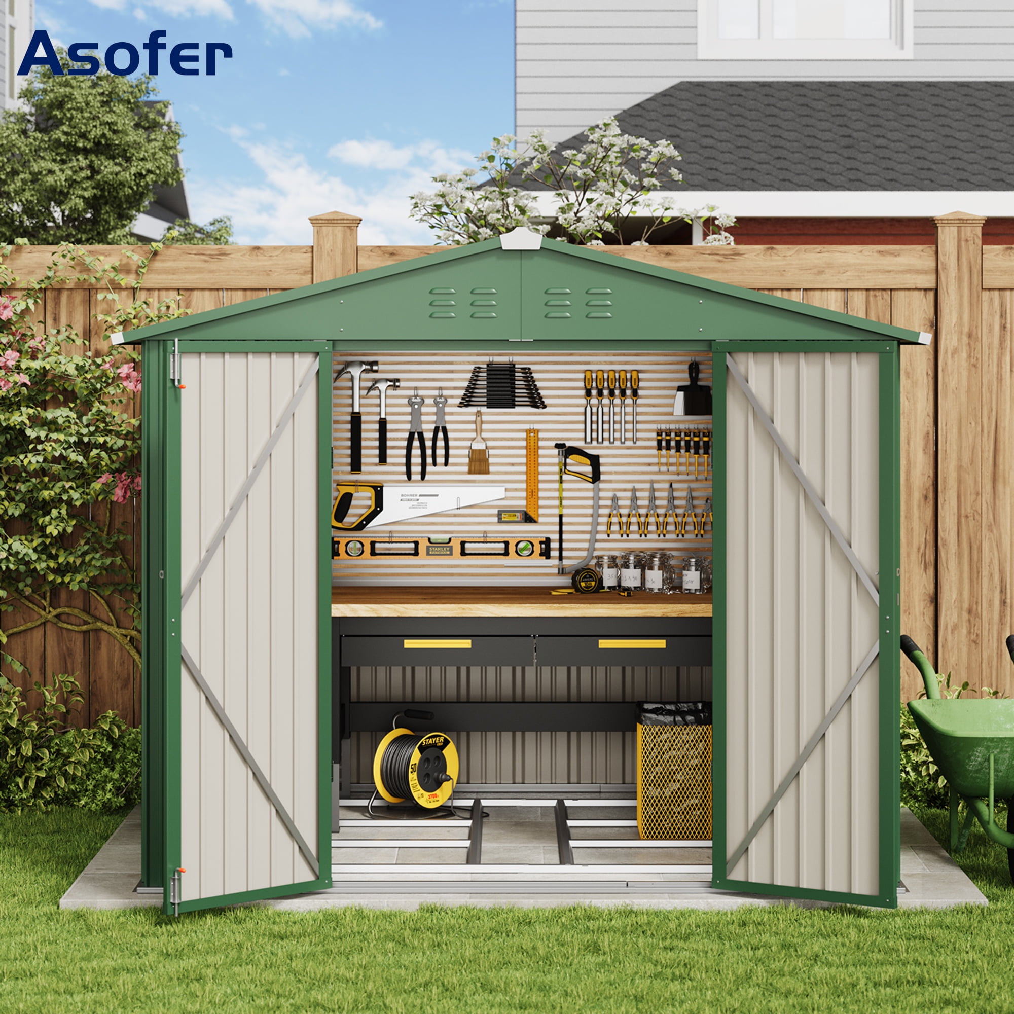 Asofer 8' x 6' Outdoor Storage Shed with