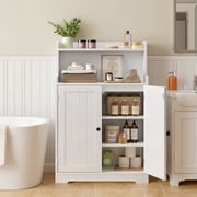 Asofer Bathroom Floor Storage Cabinet, Freestanding Cabinet with 2 Door & 2 Shelves for Bathroom, Kitchen, Living Room, Black
