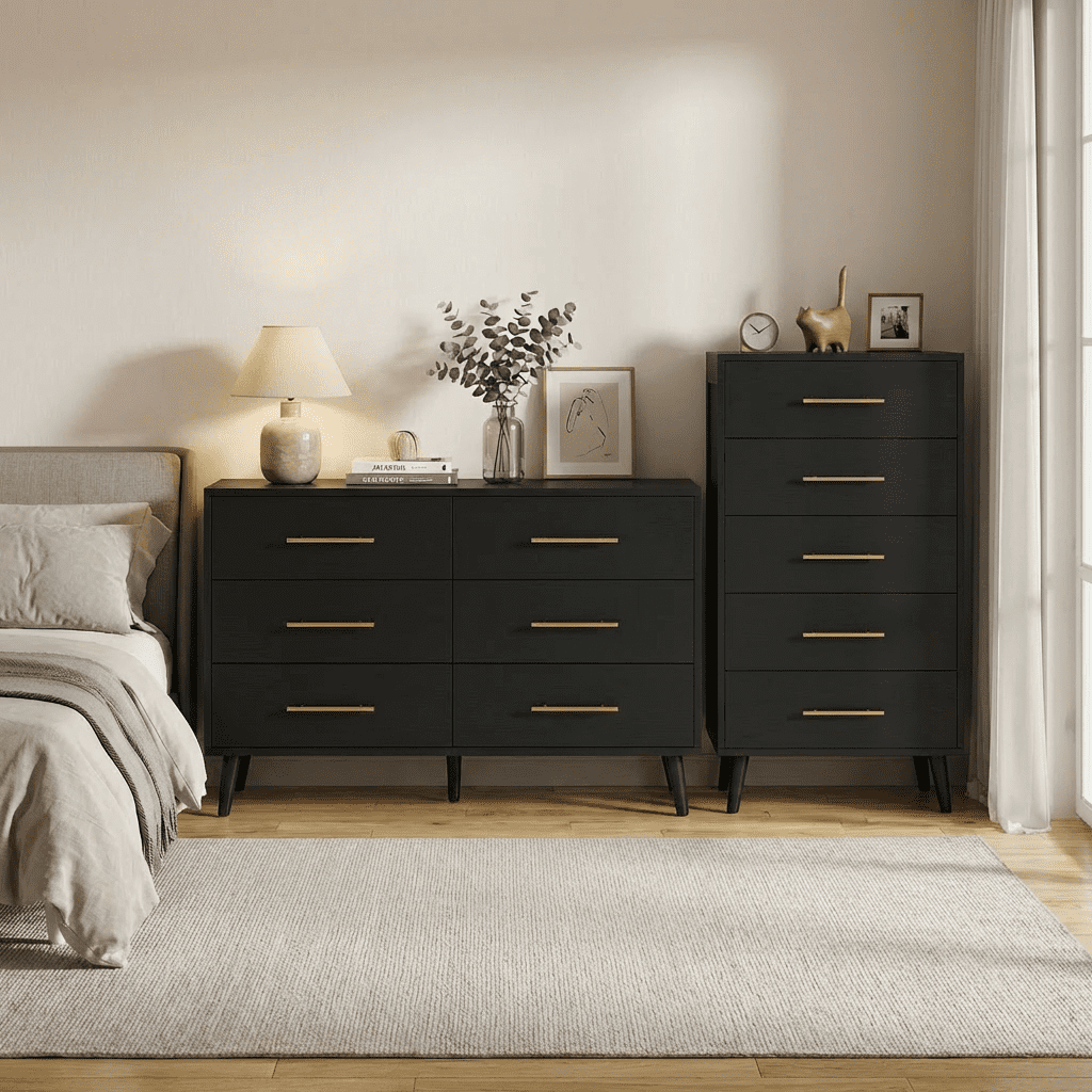 Asofer Bedroom Furniture Set of 2 - Includes 6 Drawer Dresser & 5 Drawer Dresser