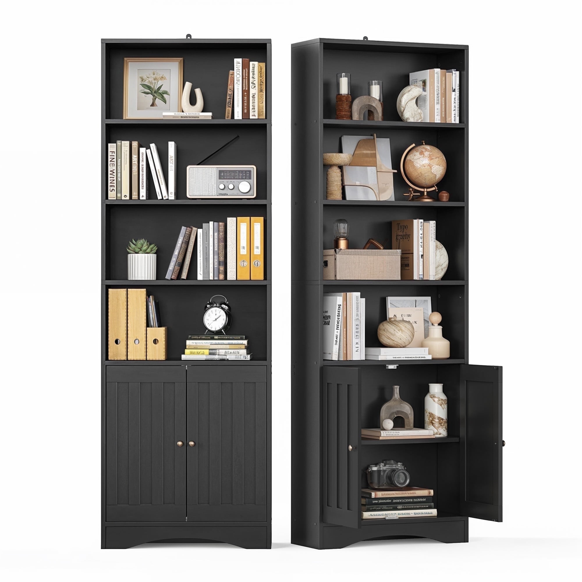 Asofer Bookshelves and Bookcases with Adjustable Shelves, Wall Shelf Organizer Display Stand for Home, Office, Study