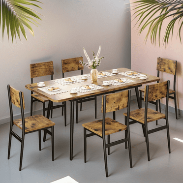 Asofer Extendable Dining Table and Chairs 4 to 6 Set, Dinette Sets Clearance, Card Table Drop Leaf Table for Kitchen, Retro