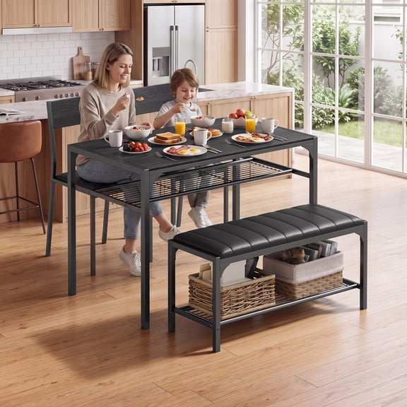 Asofer Kitchen Table and Chairs Set , Dining Table Sets for 4, PU Leather Chair