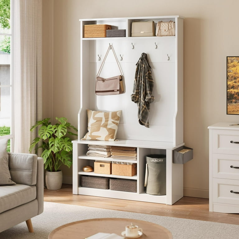 Asofer Hall Tree with Coat Rack Storage Bench for Entrance