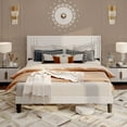 thumbnail image 1 of Asofer Queen Bed Frame, Upholstered Platform w/Wingback Headboard & Wood Slats - Quiet, White, 1 of 9