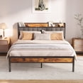 thumbnail image 1 of Asofer Queen Bed Frame with Upholstered Headboard, Metal Platform, Dark Gray, 1 of 11