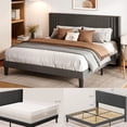 thumbnail image 1 of Asofer Queen Size Platform Bed Frame with Tufted Headboard, Steel Slat Support System, Grey, 1 of 7