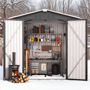 Asofer Outdoor Storage Shed 6 x 4 FT, Lockable Doors Galvanized Metal Garden Shed for Backyard, Garden, Patio