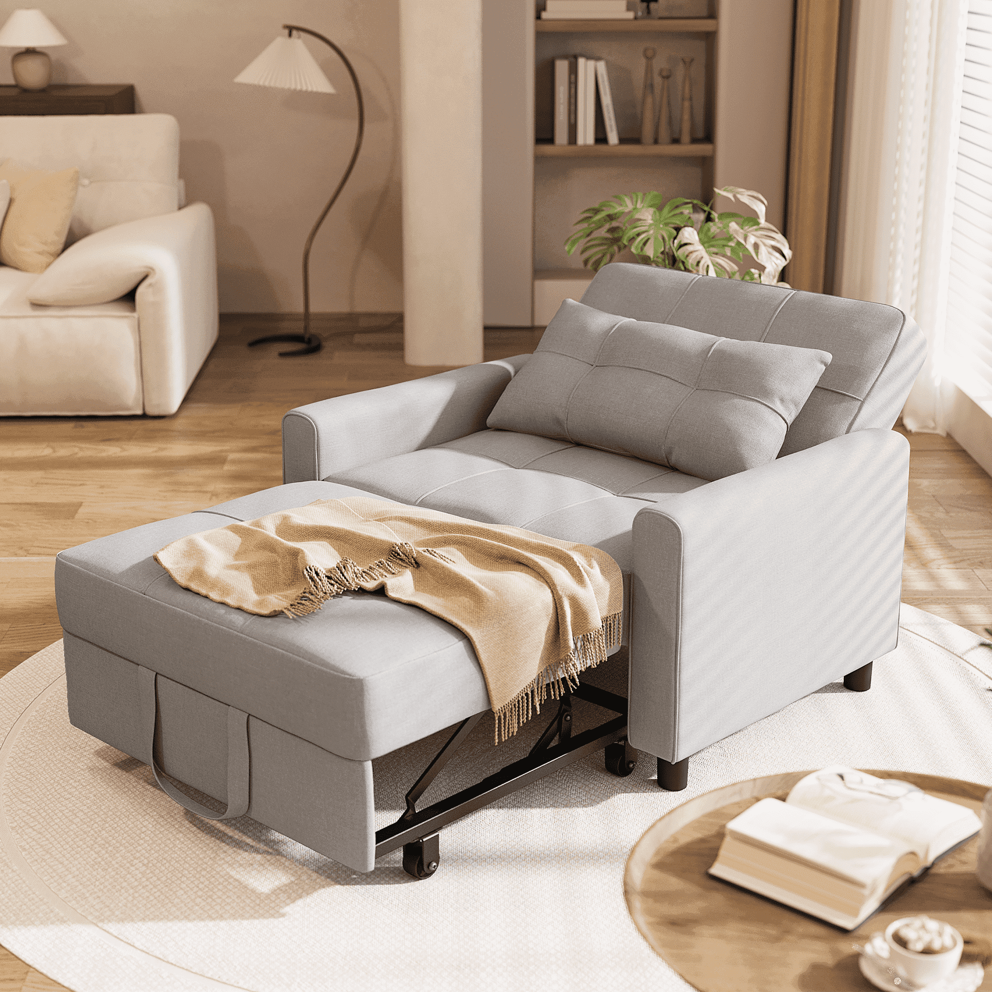 Asofer Sofa Bed Chair, 3 in 1 Convertible Futon Couch Recliner, Sleeper ...