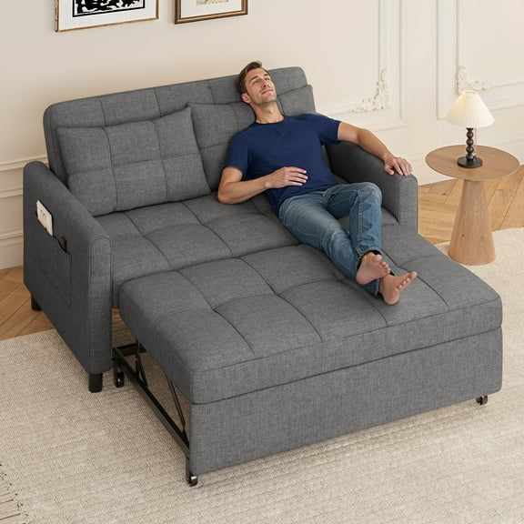 3-in-1 Convertible Sofa Bed: 30-Min Setup, 500lb Capacity, 5-Position Adjustable Backrest, Dark Gray