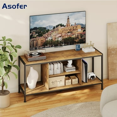 Asofer Upto 65" Living Room Television Stand, Wood Brown, 15.00 x 55.00 x 24.00 in