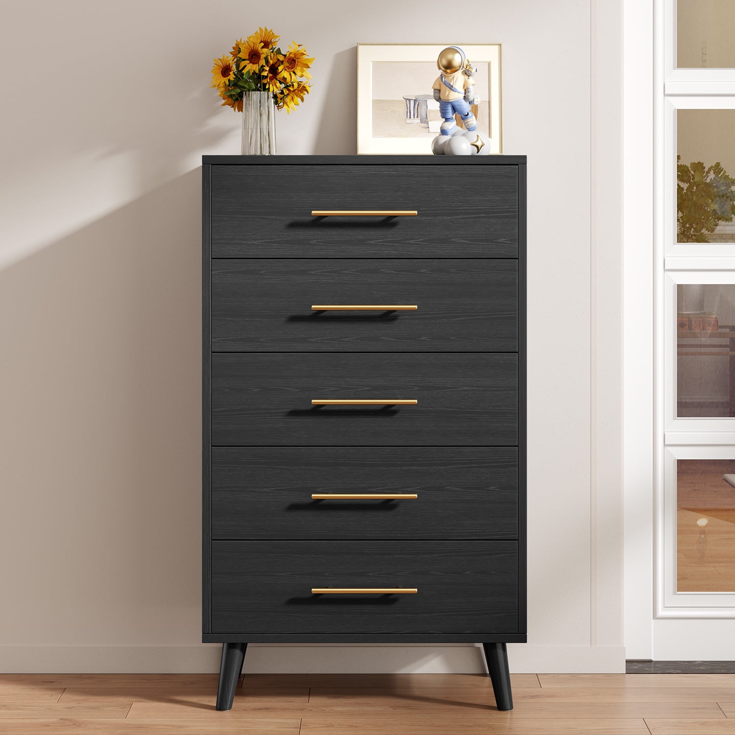 black wood dresser tall Tall Bedroom Dresser with 5 Drawers – CorLiving Furniture main image 0