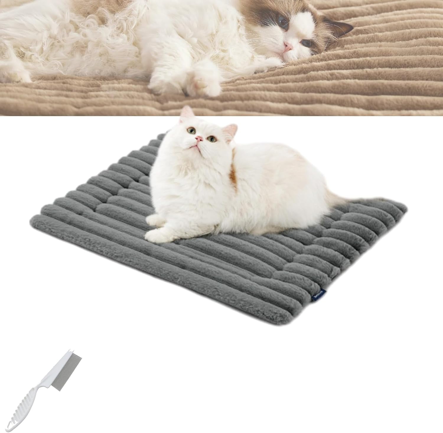 Asolla Cat Bed, Asolla Warming Pet Mat, Non Slip and Soft Mat for Medium Small Cat, Washable Thermal Pet Pad (gray,S)