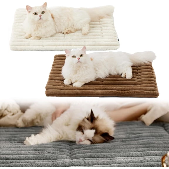 Asolla Cat Bed, Self Warming Pet Bed, Self Warming Pet Mat Medium/Small Cats Dogs, Machine Washable Reflects Body Heat Warm Thermal Pet Pad Crate Blanket for Feral and Indoor Cat (Brown, Medium)
