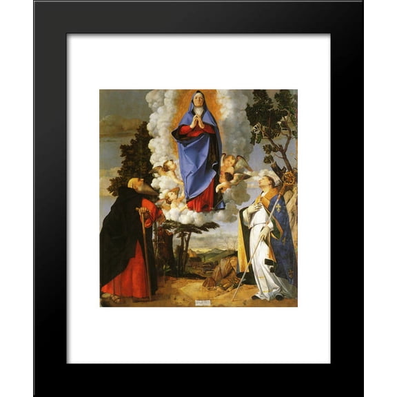 Asolo Altarpiece, main panel Scene of the Assumption with St. Anthony the Abbot and St. Louis of Toulouse 20x24 Framed Art Print by Lorenzo Lotto