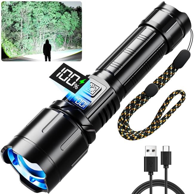 Asonic NT84955 Rechargeable Flashlights, 2000LM LED, Tactical with LCD ...