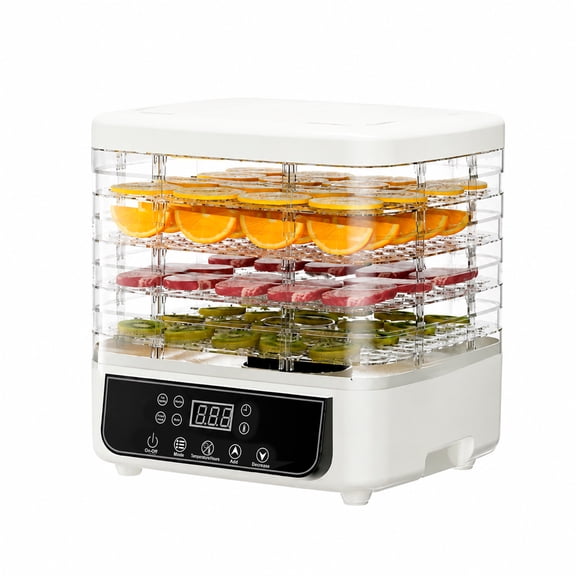 Asoricing 5-Tray Smart Digital Food Dehydrator for Fruit Meat Veggies, US Plug, Clear Trays, 5 Bags