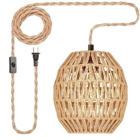 Asoricing Plug In Light, Rope Pendant Hanging Light Fixture for Kitchen Island, Dining Room, Cafe and Hallway