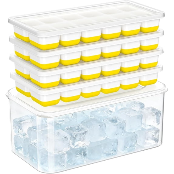 Asoricing Ice Cube Tray with Lid and Bin, 4 Pack Ice Trays for Freezer ...