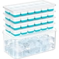 thumbnail image 1 of Asoricing Ice Cube Tray with Lid and Bin, 4 Pack Ice Trays for Freezer, Stackable Ice Bucket Kits with Storage Container for Kitchen, RV, Cocktail, Coffee, 1 of 9