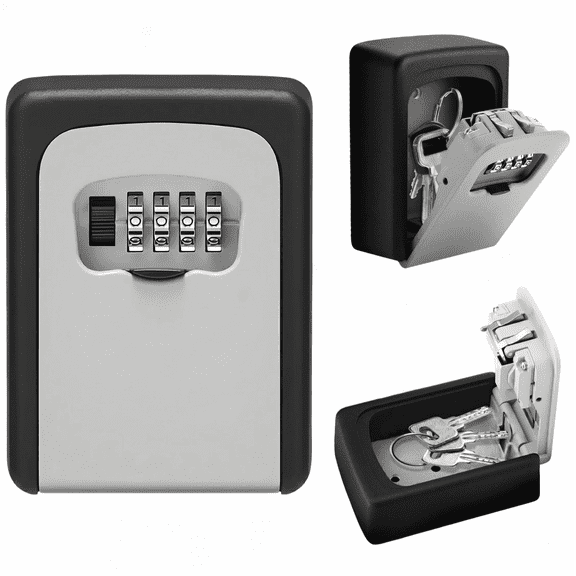Asoricing Key Lock Box, Portable Wall Mount Lockbox Security Safe Box for Outside Outdoor Home Office Door Handle House Key, Gray