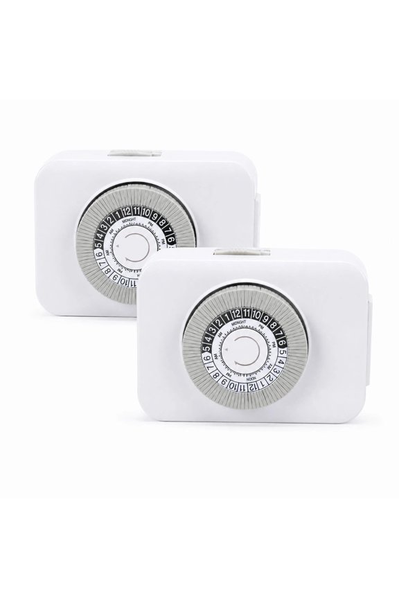 Mechanical Outlet Timer, 24-Hour Programmable Plug-in Timer Switch, 30-Minute Intervals for Lights, Fans, Water Heaters, Fish Tanks & Device Charging