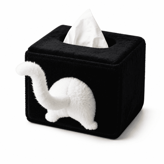 Asoricing Cat Tissue Box Holder, Soft Plush Tissue Box Cover, Cute Decorative Organizer for Living Room, Bedroom and Office, Cat Lover Gift