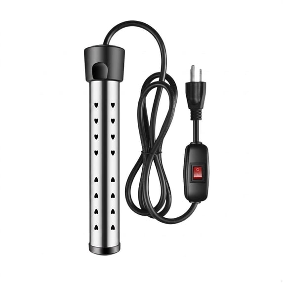 Asoricing Water Heater, 1500W Electric Water Heater, Stainless Steel Texture, Home and Office Travel Heater Suitable for Pools, Black