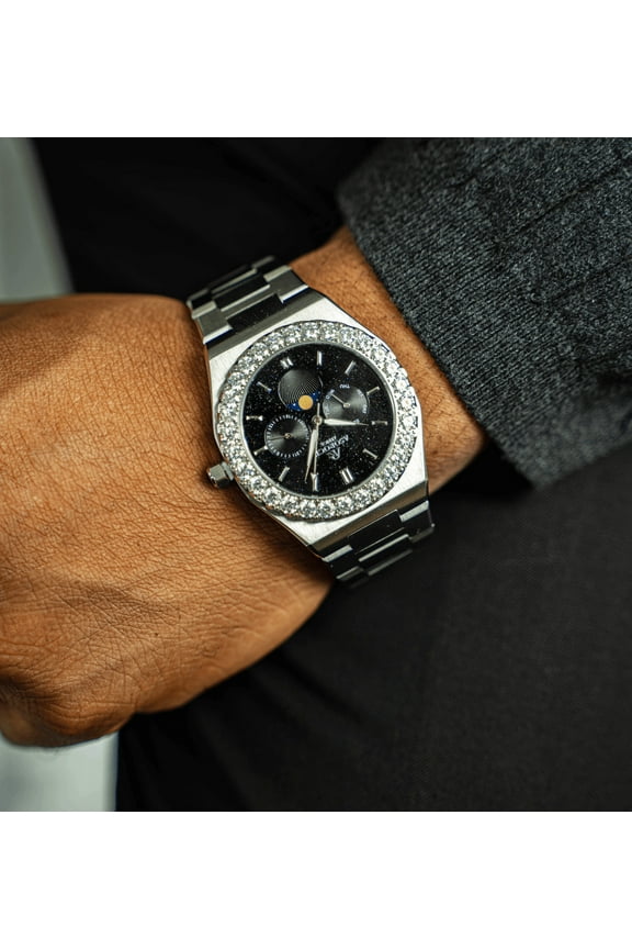 Watches | Iced diamond bezel transporter - plain straps | 44mm VVS moissaite diamond watch