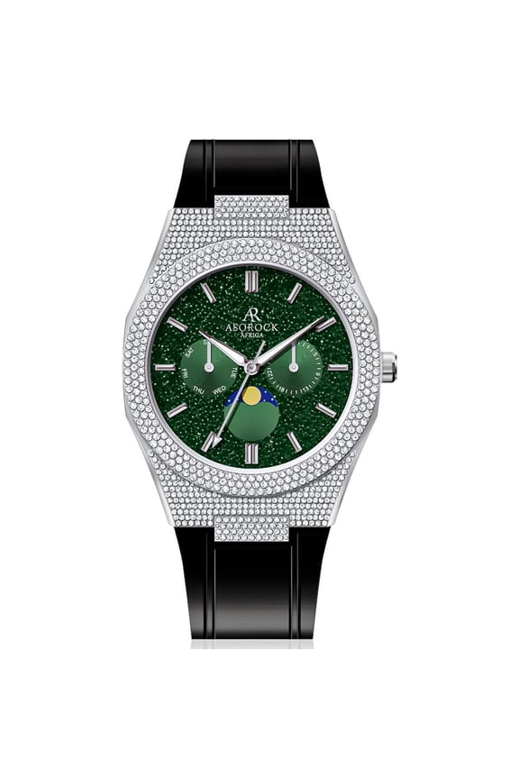 Watches | Iced transporter - small diamond bezel - rubber strap | 44mm CZ diamond watch
