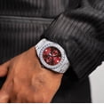 thumbnail image 1 of Asorock Watches | Silver/Red | Iced transporter - Big diamond bezel - Fully iced strap | 44MM  CZ DIAMONDS, 1 of 6