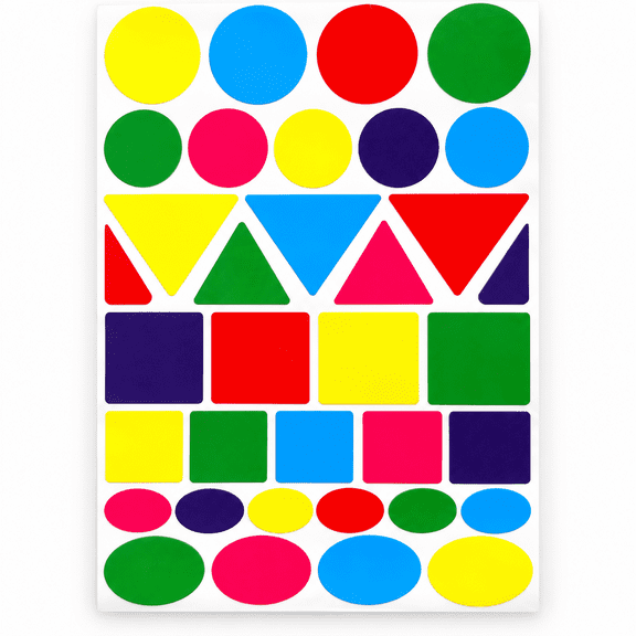 Asorted Shapes Stickers Dots,Triangle, Oval, and Square in Multicolor Sticker Large Labels -175 Pack