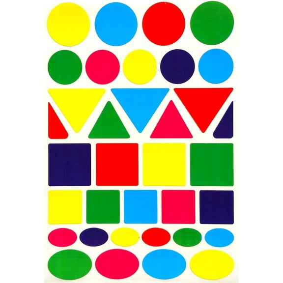 Asorted Shapes Stickers Dots,Triangle, Oval, and Square in Multicolor Sticker Large Labels -175 Pack