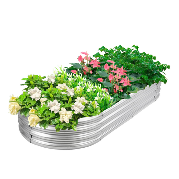 Asotewt Raised Garden Bed 5ft Oval Large Rot-Resistant Galvanized Metal Planter Box, 60"D x 29"W x11"H,Silver