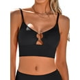 thumbnail image 1 of Asoul Bikini Tops for Womens Push Up Modest Swimsuit Cut Out Padded Ribbed Cute Long Line Bathing Suits Top, 1 of 7