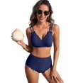thumbnail image 1 of Asoul Cross Strsps Bikini Sets for Womens Ribbed V Neck Two Piece Swimsuit Push Up Bathing Suit 2025, 1 of 4