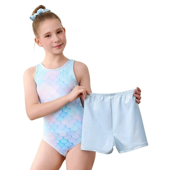 Asoul Gymnastics Leotards for Girls Dance Unitards Shorts Outfits Activewear,3-piece Sets，4-10Years