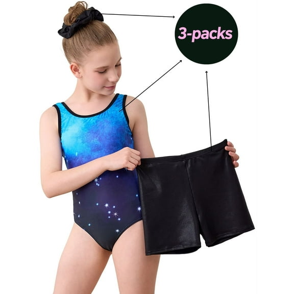 Asoul Gymnastics Leotards for Girls Dance Unitards Shorts Outfits Activewear,3-piece Sets