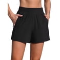thumbnail image 1 of Charmo High Waisted Swim Shorts for Womens with Zipper Pockets Quick Dry Board Shorts Swimsuit Bottoms Built-in Brief, 1 of 7