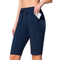 thumbnail image 1 of Asoul Knee-Length Swim Bottoms for Womens Drawstring Swim Capris Built-in Brief with Pockets, 1 of 8