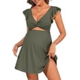 thumbnail image 1 of Asoul Maternity V Neck Oner Piece Cutout Modest Swimwear for Womens Ruched Pregnancy Swimdress Bathing Suit, 1 of 5