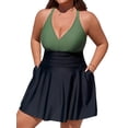thumbnail image 1 of Asoul Plus Size One Piece Swimsuit for Womens Tummy Control Swimdress Swimwear Criss Straps Bathing Suits with Pockets, 1 of 10