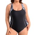 thumbnail image 1 of Asoul Plus Size Side Spliced One Piece Sport Swimsuit for Womens Racerback Athletic Bathing Suit, 1 of 8